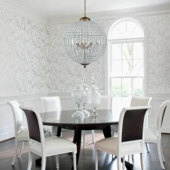 (OpenBox) French Antique Brass Crystal Globe Chandelier