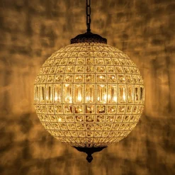 (OpenBox) French Antique Brass Crystal Globe Chandelier