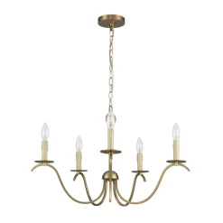 (OpenBox) French Farmhouse 5-Light Brass Candle Style Chandelier