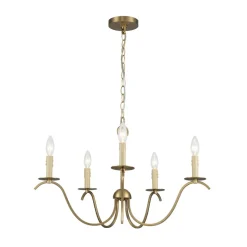 (OpenBox) French Farmhouse 5-Light Brass Candle Style Chandelier
