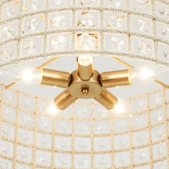(OpenBox) French Luxury Brass Crystal Drum Cage Chandelier