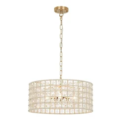 (OpenBox) French Luxury Brass Crystal Drum Cage Chandelier