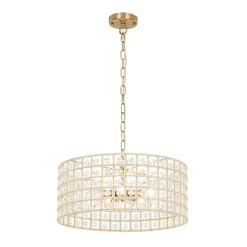 (OpenBox) French Luxury Brass Crystal Drum Cage Chandelier