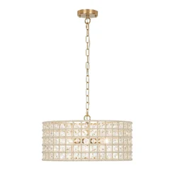 (OpenBox) French Luxury Brass Crystal Drum Cage Chandelier