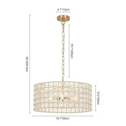 (OpenBox) French Luxury Brass Crystal Drum Cage Chandelier