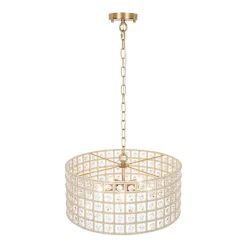 (OpenBox) French Luxury Brass Crystal Drum Cage Chandelier