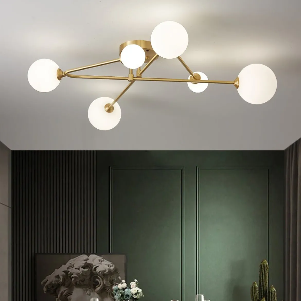 (OpenBox) Frosted Bubble Linear Sputnik Semi Flush Mount