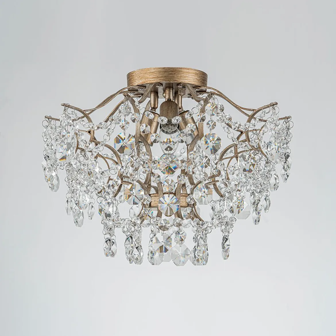 (OpenBox) Glam Bloom Draped Crystal Accented Semi Flush Mount
