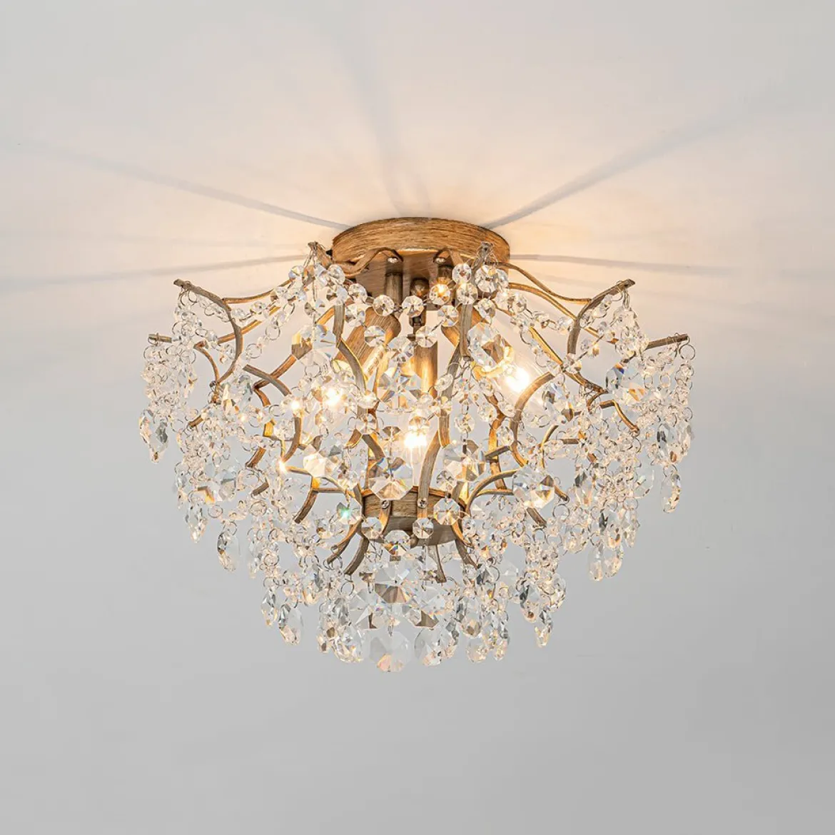 (OpenBox) Glam Bloom Draped Crystal Accented Semi Flush Mount