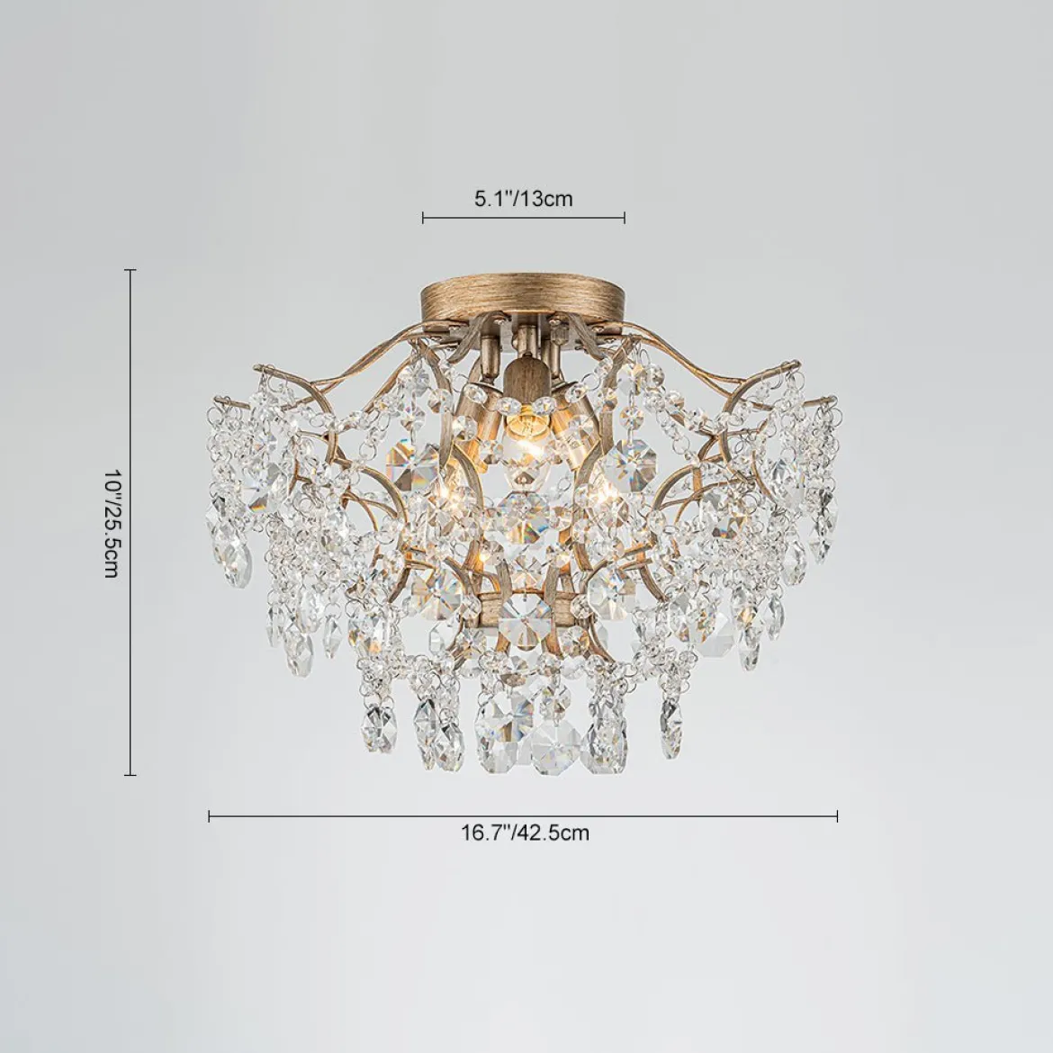 (OpenBox) Glam Bloom Draped Crystal Accented Semi Flush Mount