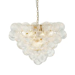(OpenBox) Glam Brass Cluster Ribbed Glass Globe Bubble Chandelier
