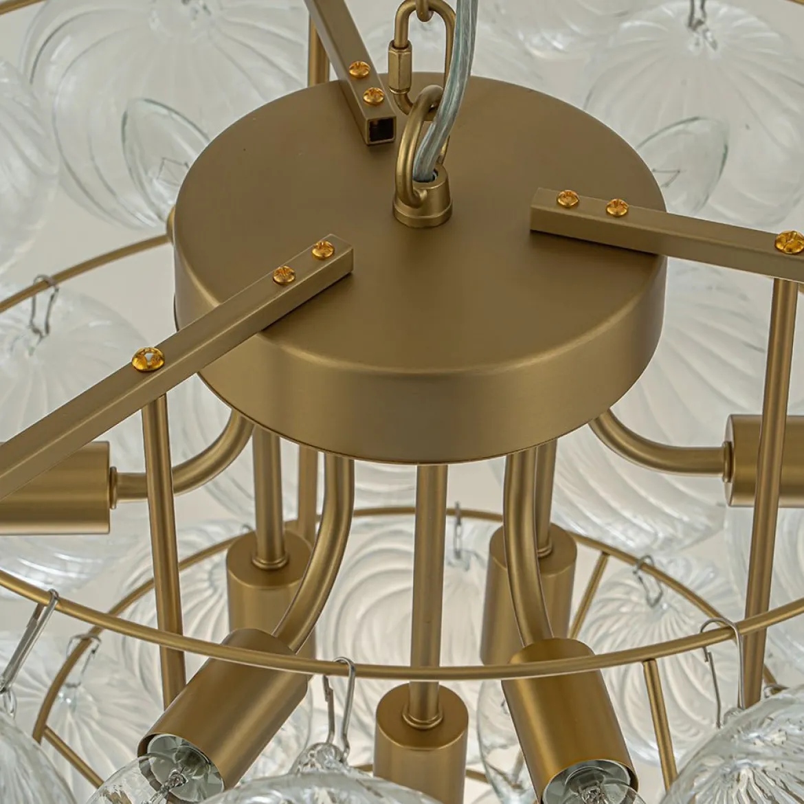 (OpenBox) Glam Brass Cluster Ribbed Glass Globe Bubble Chandelier