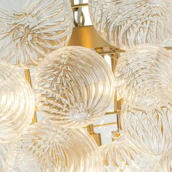 (OpenBox) Glam Brass Cluster Ribbed Glass Globe Bubble Chandelier