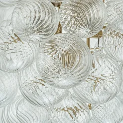 (OpenBox) Glam Brass Cluster Ribbed Glass Globe Bubble Chandelier