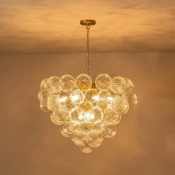 (OpenBox) Glam Brass Cluster Ribbed Glass Globe Bubble Chandelier