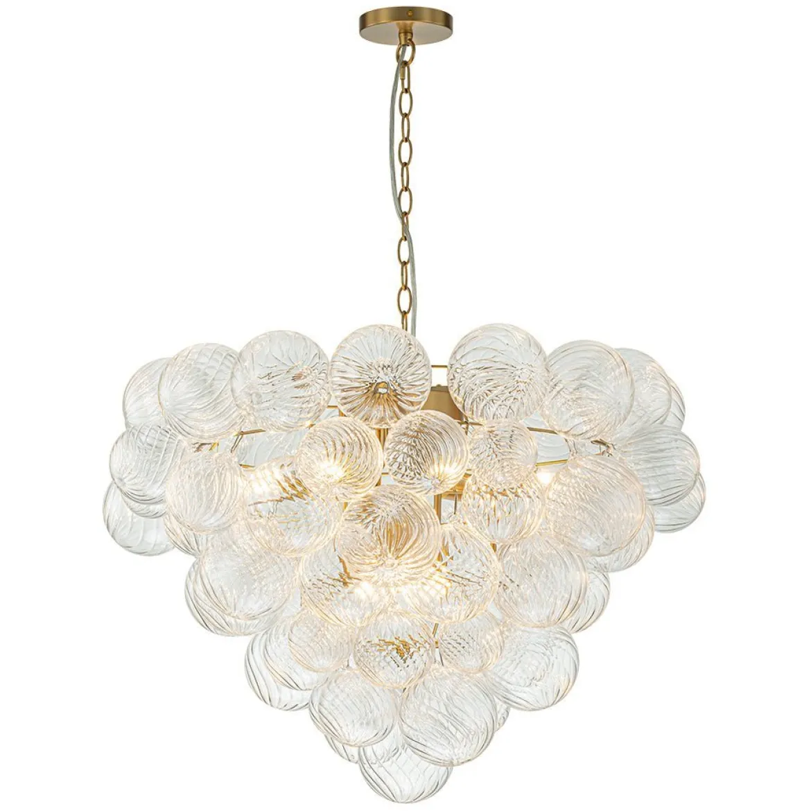 (OpenBox) Glam Brass Cluster Ribbed Glass Globe Bubble Chandelier