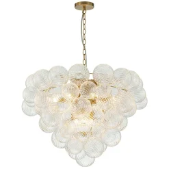 (OpenBox) Glam Brass Cluster Ribbed Glass Globe Bubble Chandelier