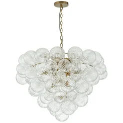 (OpenBox) Glam Brass Cluster Ribbed Glass Globe Bubble Chandelier