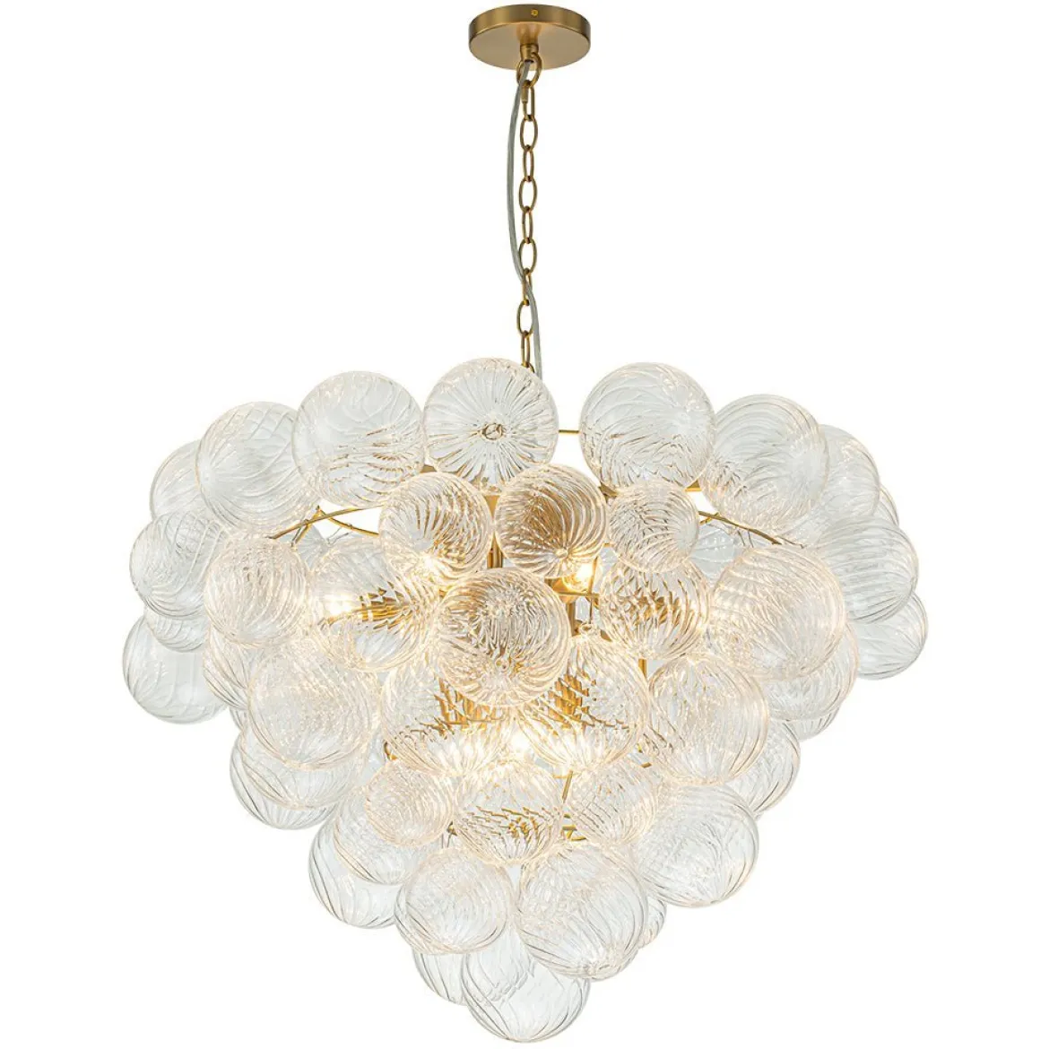 (OpenBox) Glam Brass Cluster Ribbed Glass Globe Bubble Chandelier