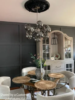 (OpenBox) Glam Dark Pearl Sputnik Smoked Glass Bubble Chandelier Light Fixture