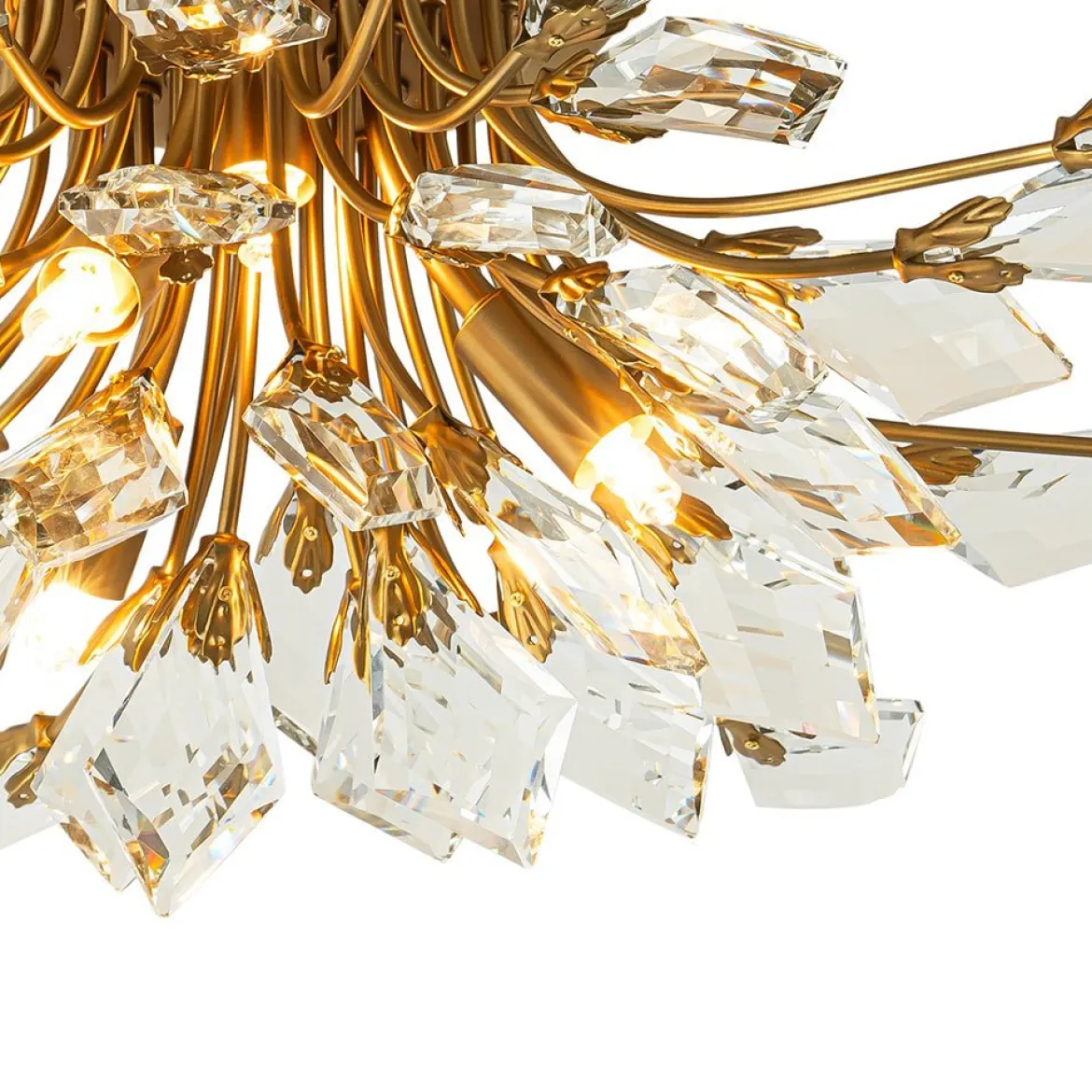 (OpenBox) 4-Light Bloom Crystal Leaf Semi Flush Mount Light