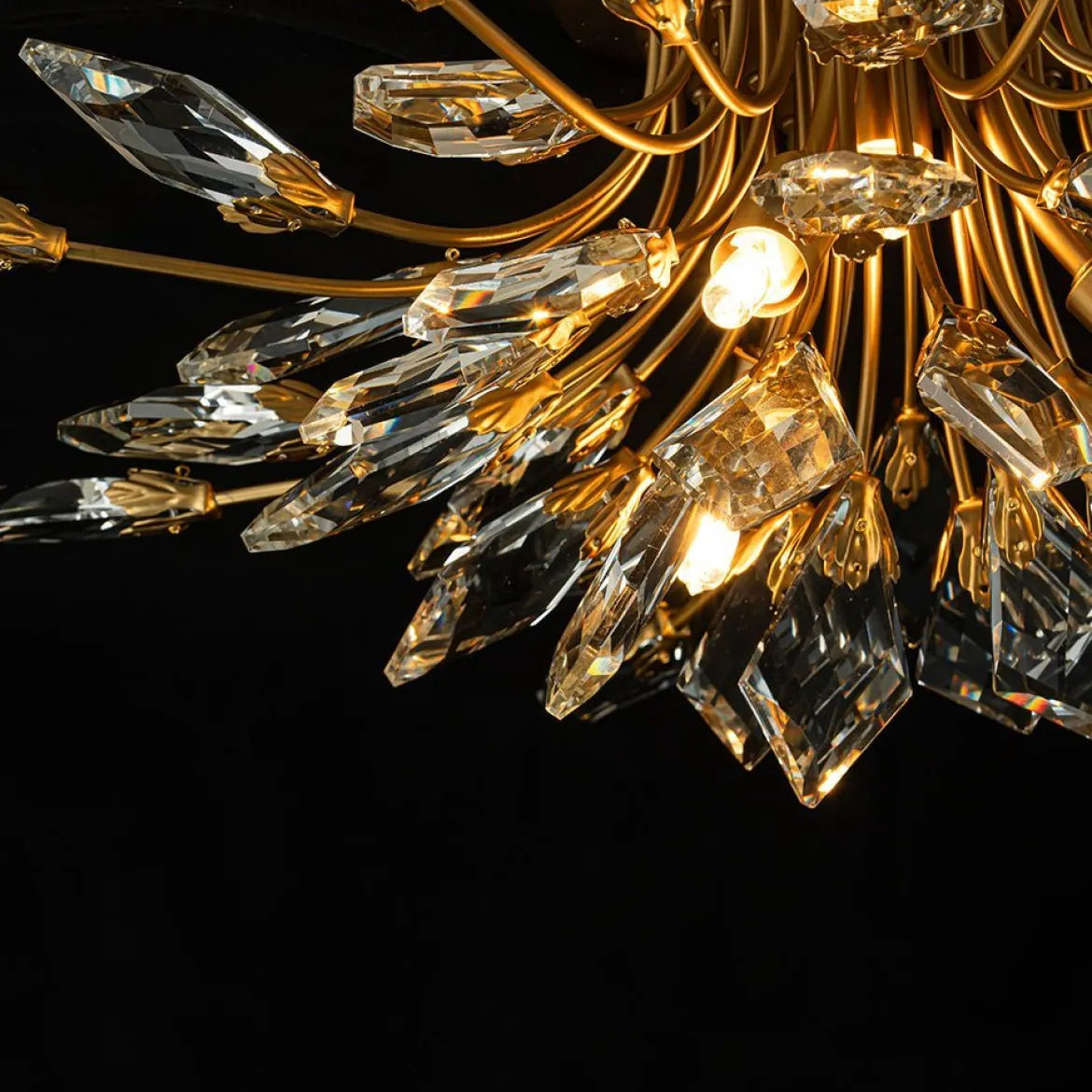 (OpenBox) 4-Light Bloom Crystal Leaf Semi Flush Mount Light