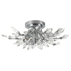 (OpenBox) 4-Light Bloom Crystal Leaf Semi Flush Mount Light
