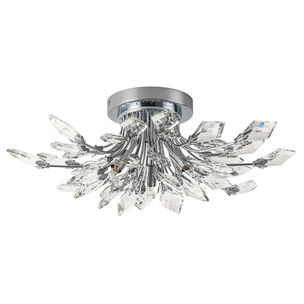 (OpenBox) 4-Light Bloom Crystal Leaf Semi Flush Mount Light