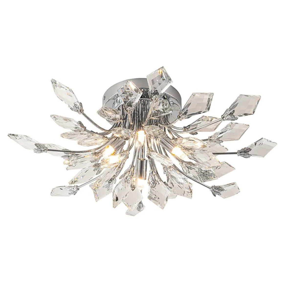 (OpenBox) 4-Light Bloom Crystal Leaf Semi Flush Mount Light