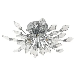 (OpenBox) 4-Light Bloom Crystal Leaf Semi Flush Mount Light