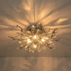 (OpenBox) 4-Light Bloom Crystal Leaf Semi Flush Mount Light