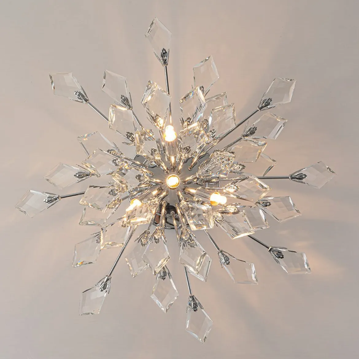 (OpenBox) 4-Light Bloom Crystal Leaf Semi Flush Mount Light