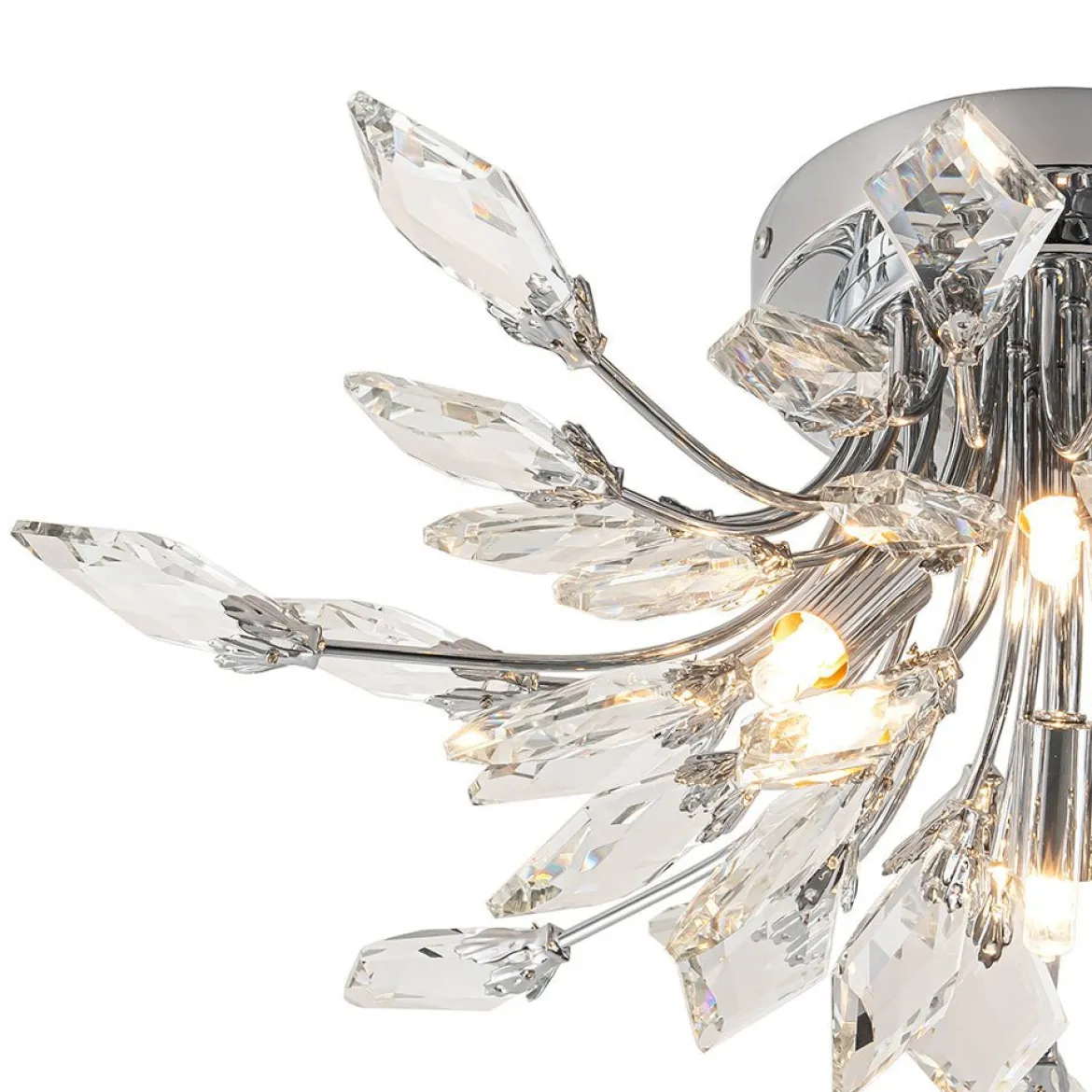 (OpenBox) 4-Light Bloom Crystal Leaf Semi Flush Mount Light