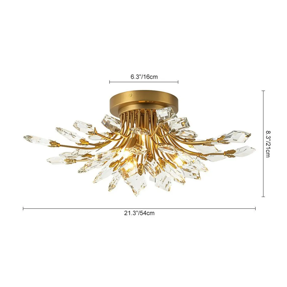 (OpenBox) 4-Light Bloom Crystal Leaf Semi Flush Mount Light