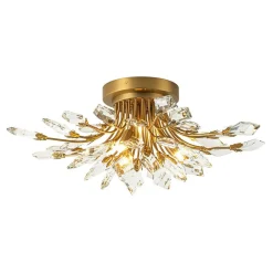 (OpenBox) 4-Light Bloom Crystal Leaf Semi Flush Mount Light