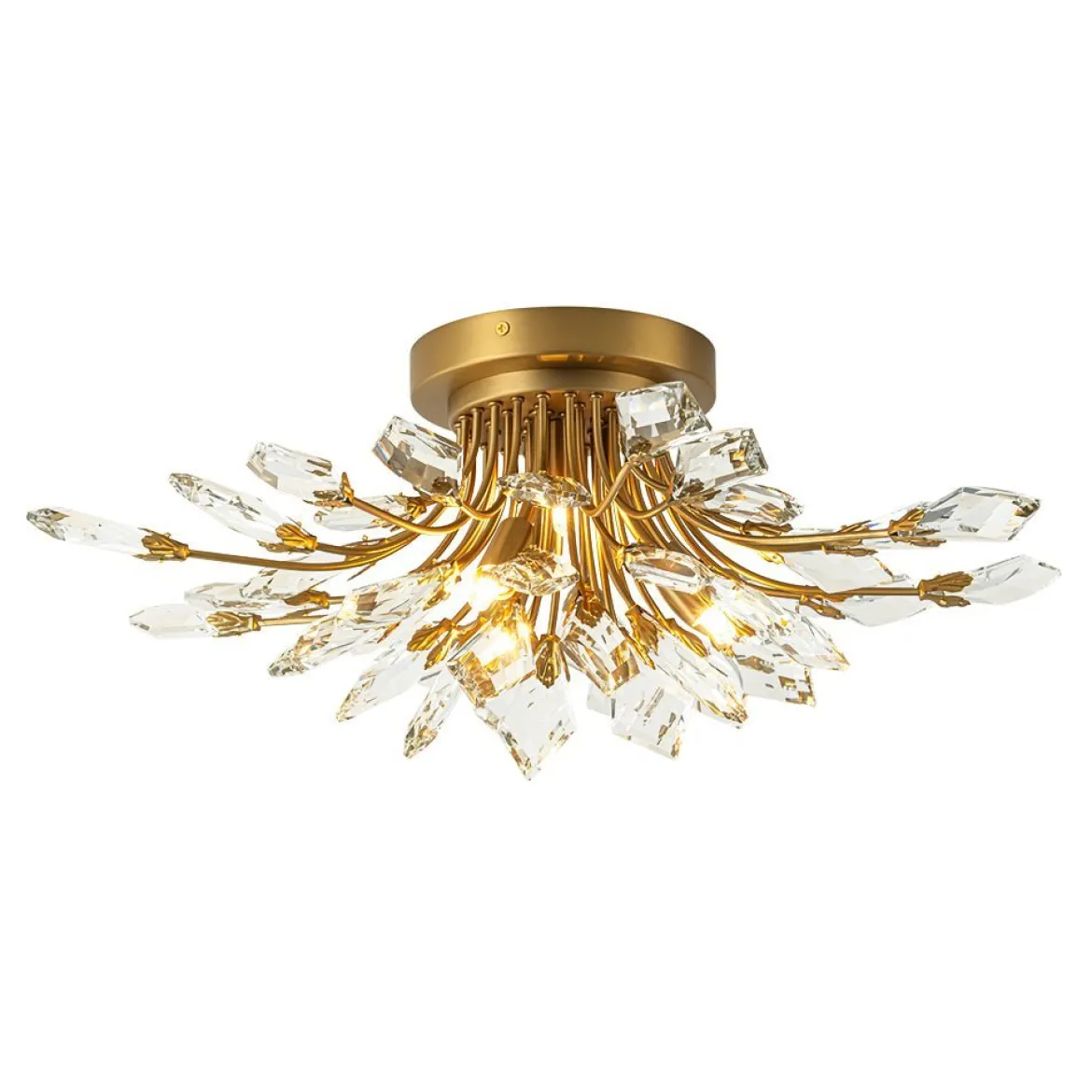 (OpenBox) 4-Light Bloom Crystal Leaf Semi Flush Mount Light