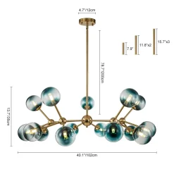 (OpenBox) 15-Light Blue Glass Globe Bubble Sputnik Branch Chandelier