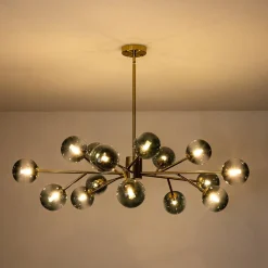(OpenBox) 15-Light Branch Blue Glass Globe Bubble Chandelier