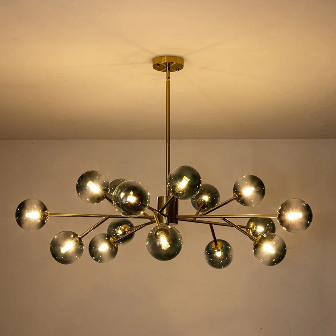 (OpenBox) 15-Light Branch Blue Glass Globe Bubble Chandelier