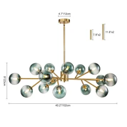 (OpenBox) 15-Light Branch Blue Glass Globe Bubble Chandelier