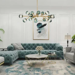 (OpenBox) 15-Light Branch Blue Glass Globe Bubble Chandelier