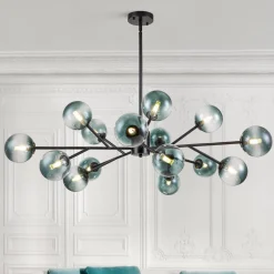 (OpenBox) 15-Light Branch Blue Glass Globe Bubble Chandelier