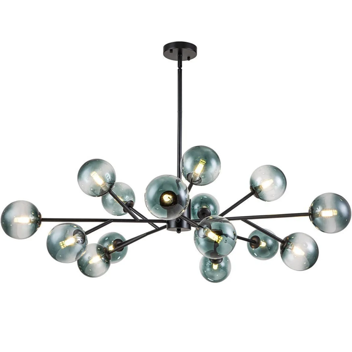 (OpenBox) 15-Light Branch Blue Glass Globe Bubble Chandelier