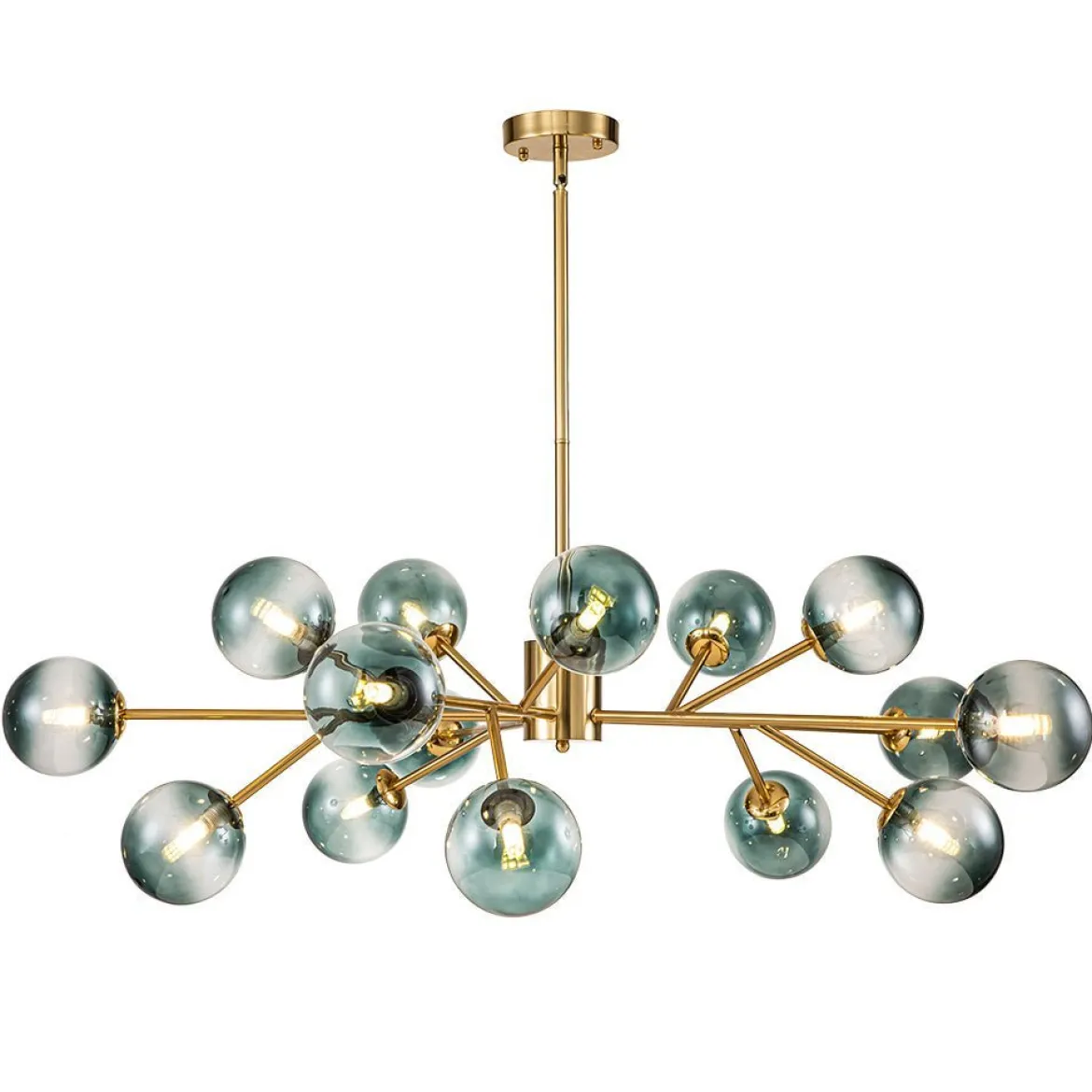 (OpenBox) 15-Light Branch Blue Glass Globe Bubble Chandelier