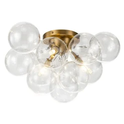 (OpenBox) 3-Light Brass Cluster Clear Glass Globe Bubble Ceiling Light