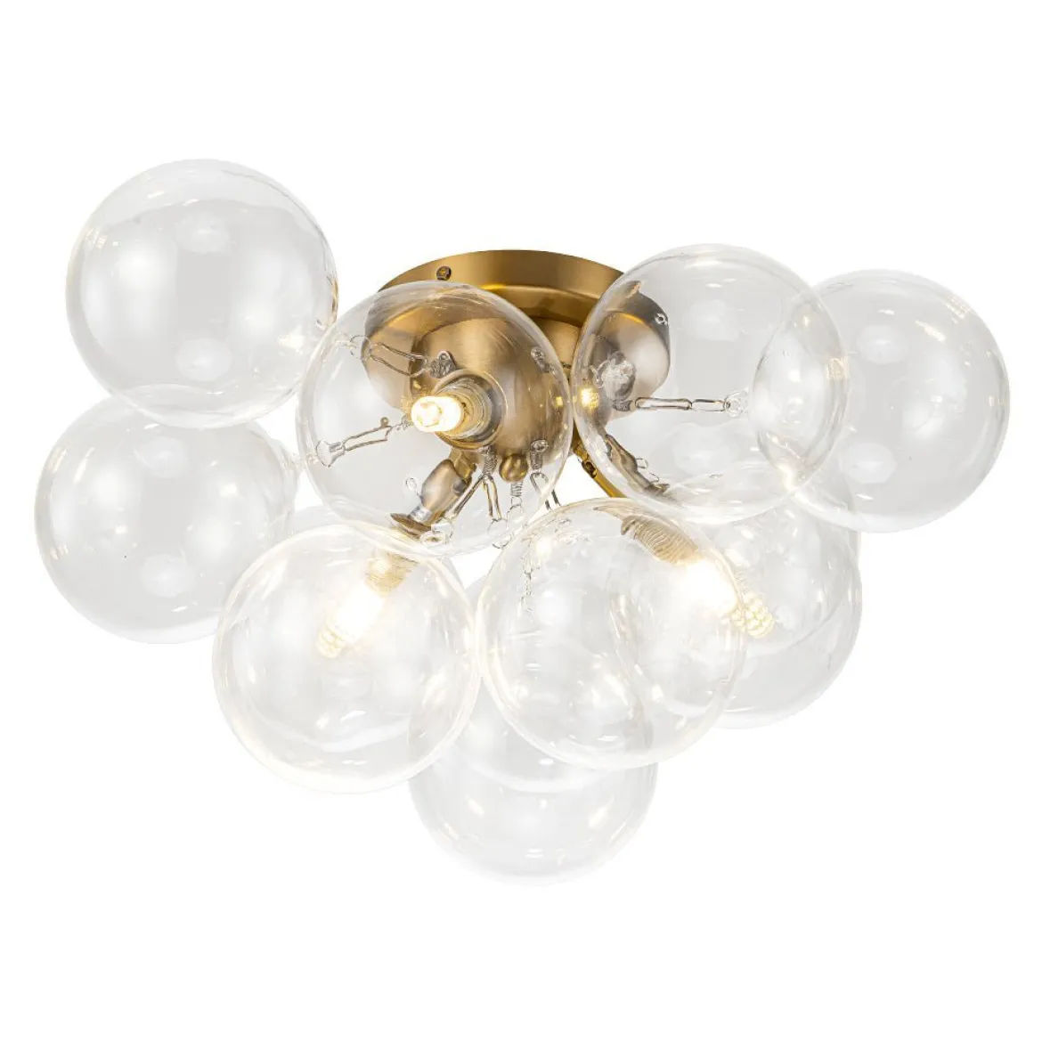 (OpenBox) 3-Light Brass Cluster Clear Glass Globe Bubble Ceiling Light