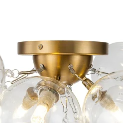 (OpenBox) 3-Light Brass Cluster Clear Glass Globe Bubble Ceiling Light