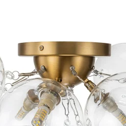 (OpenBox) 3-Light Brass Cluster Clear Glass Globe Bubble Ceiling Light