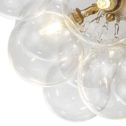 (OpenBox) 3-Light Brass Cluster Clear Glass Globe Bubble Ceiling Light