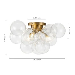 (OpenBox) 3-Light Brass Cluster Clear Glass Globe Bubble Ceiling Light